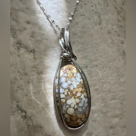 Sterling Silver Cobra Jasper Healing Necklace Pendant - Picture 4 of 8